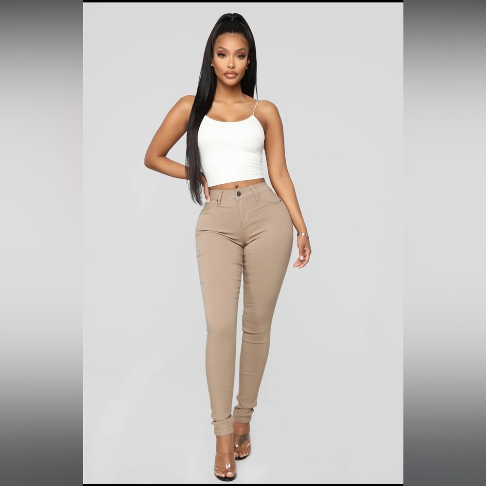 Fashion Nova Khaki Stretch Pants - Size M